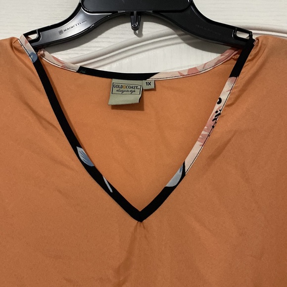 Gold Coast Melon Orange Nightie Intimates V Neck Short Sleeve Nightgown 1X - Picture 2 of 3